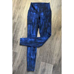 Lululemon Wunder Under Full‎ length Leggings In Nightsky Harbor Blue and Black 4
